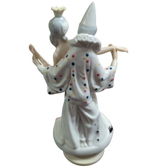 Roya Duncan Clown & Princess Figurine w/ Music Box 9.5 in tall Harlequin - Picture 4 of 7